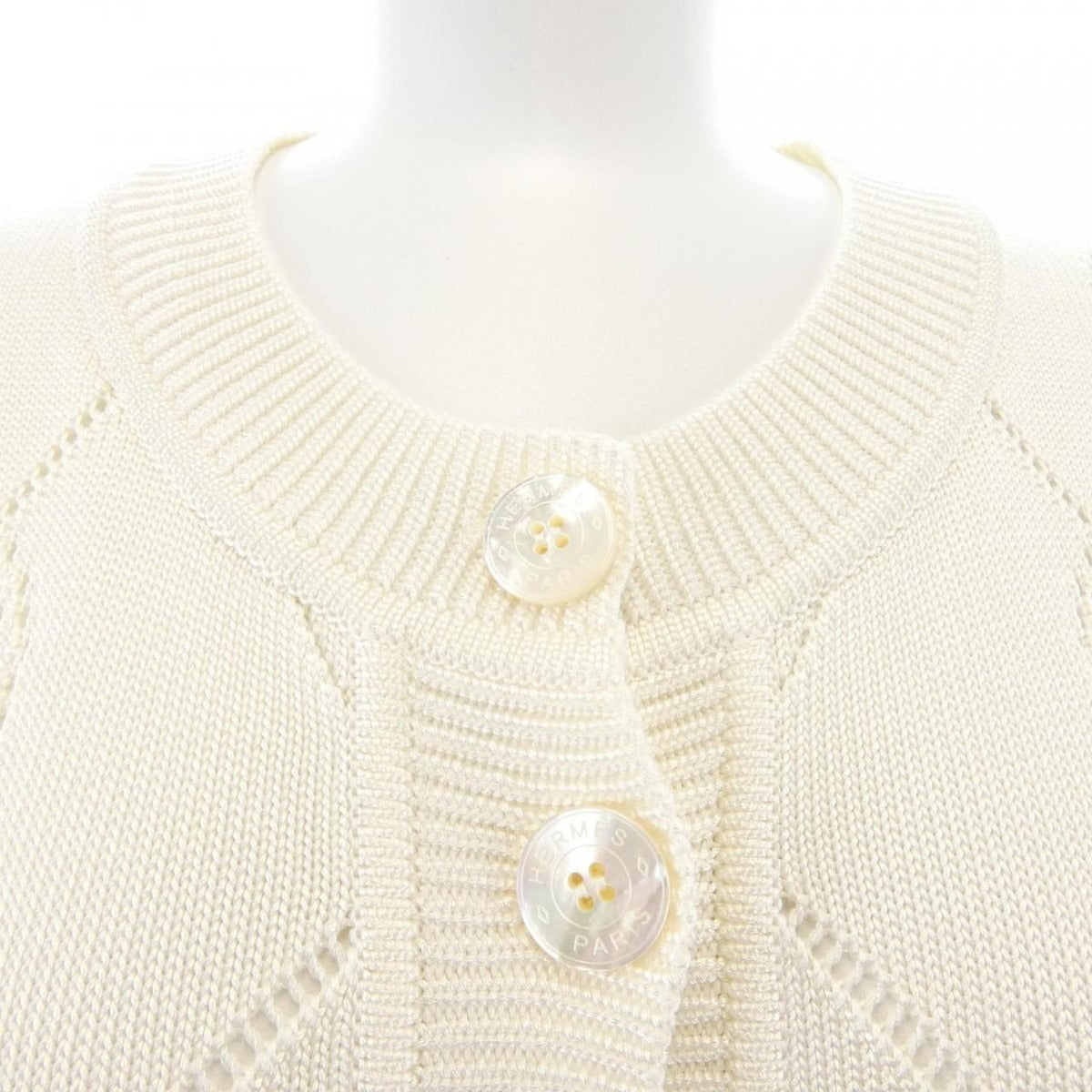 Hermes Lift Cardigan White 36 Translucency — view 5