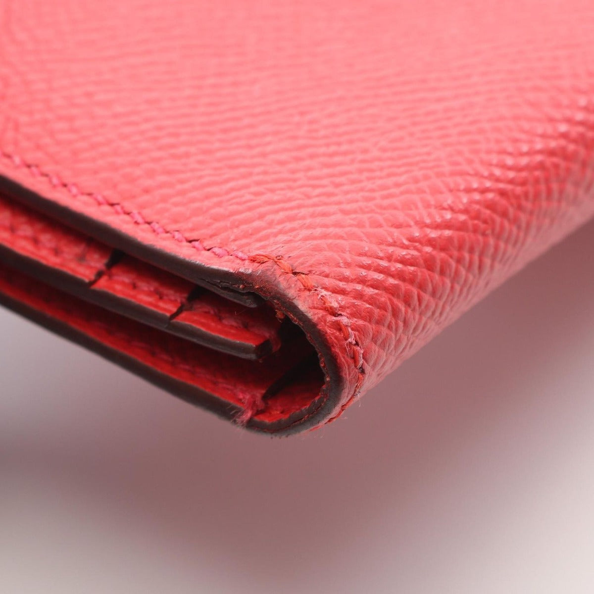 Hermes Bifold Wallet Bearn Souffle Rouge Casac Leather Kazak Red — view 11