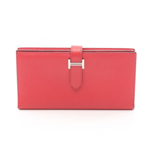 Hermes Bifold Wallet Bearn Souffle Rouge Casac Leather Kazak Red