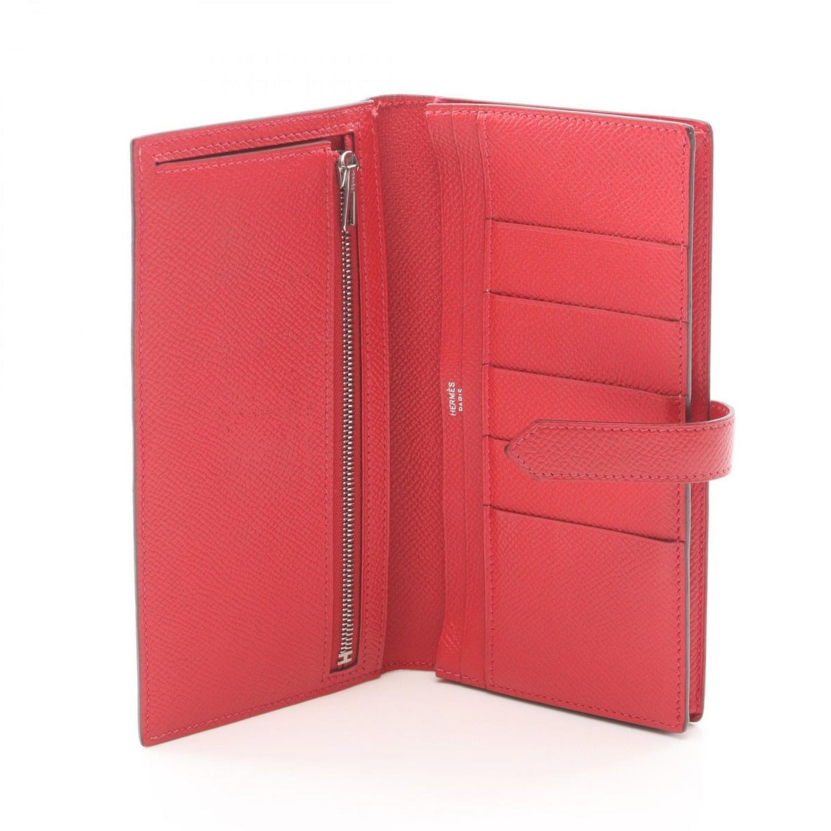 Hermes Bifold Wallet Bearn Souffle Rouge Casac Leather Kazak Red — view 3