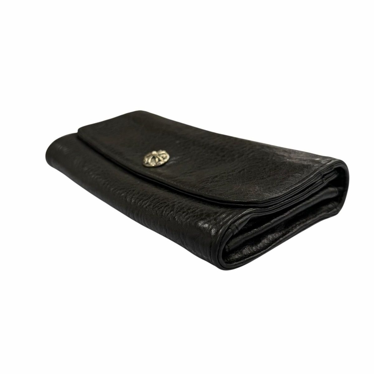 Chrome Hearts Judy Leather Cross Button Scroll Label Wallet Black Silver — view 3