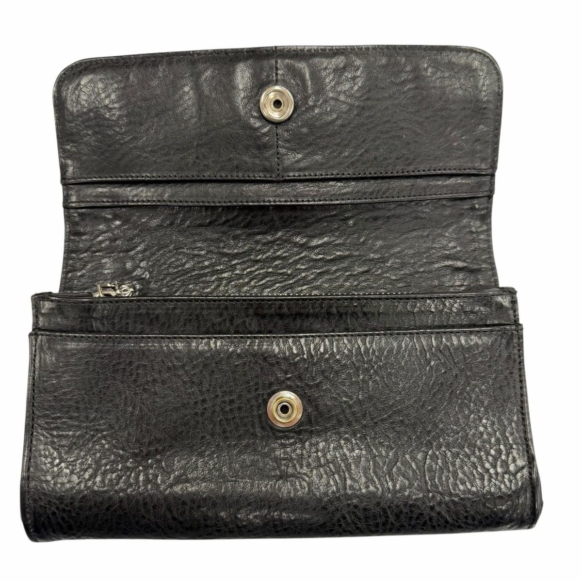 Chrome Hearts Judy Leather Cross Button Scroll Label Wallet Black Silver — view 4