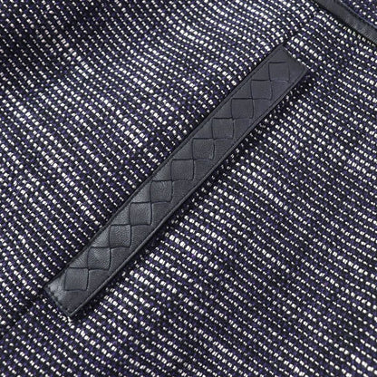 Bottega Veneta Intrecciato Leather Use Summer Tweed Skirt Tight Skirt Navy