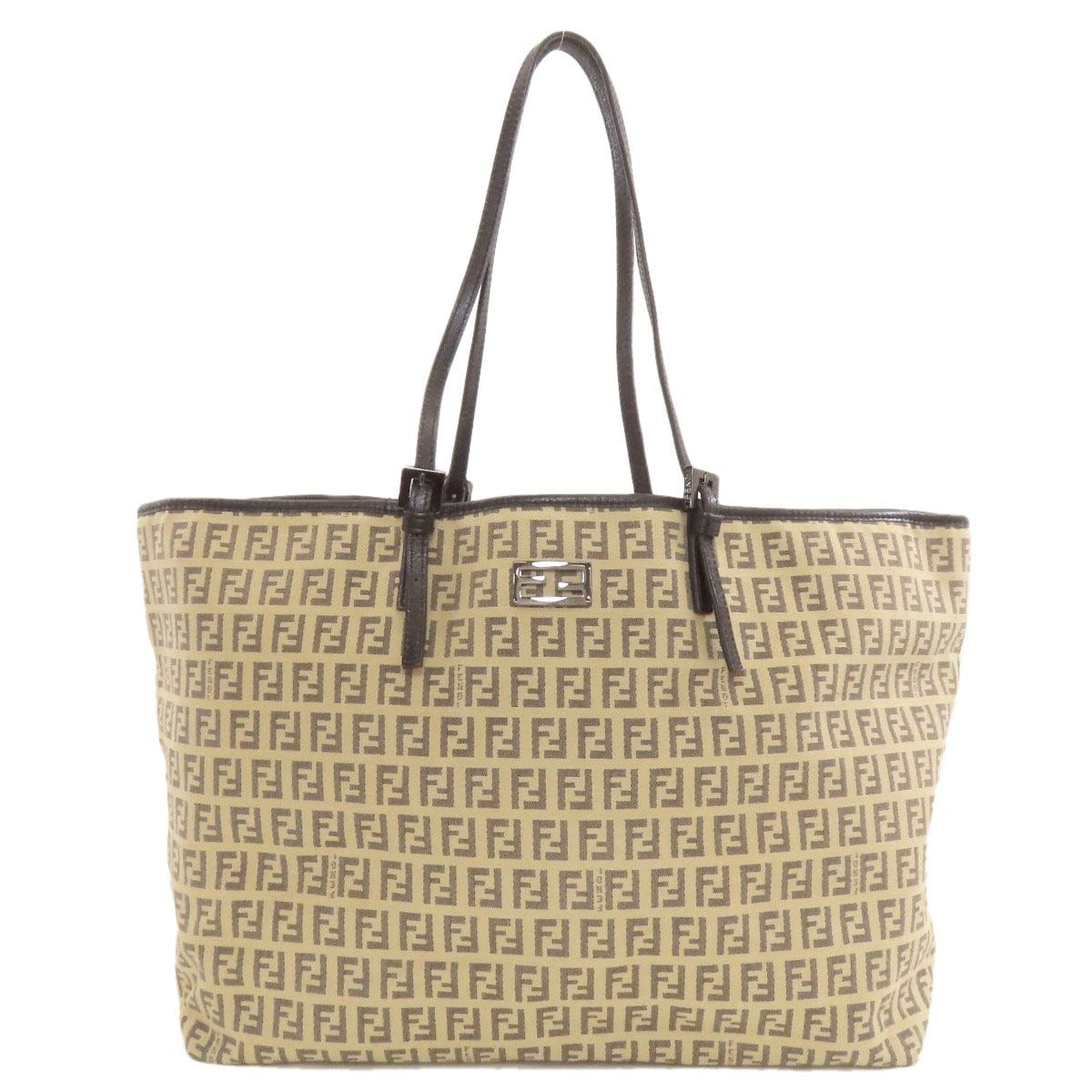 Fendi Zucca Pattern Tote Canvas Leather