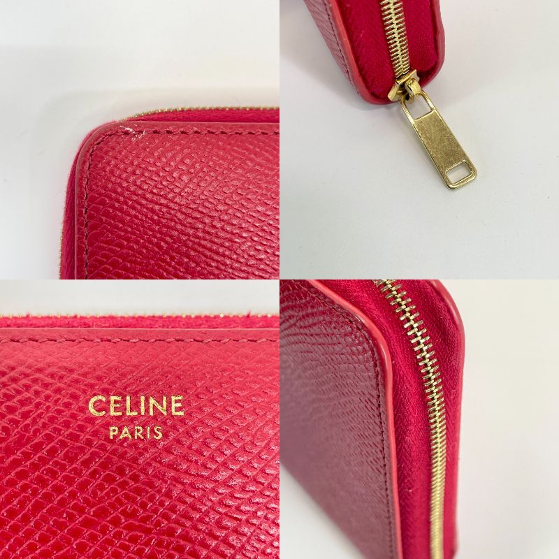 Celine Round Zipper Leather Zipped Wallet Long Wallet 24-2201l