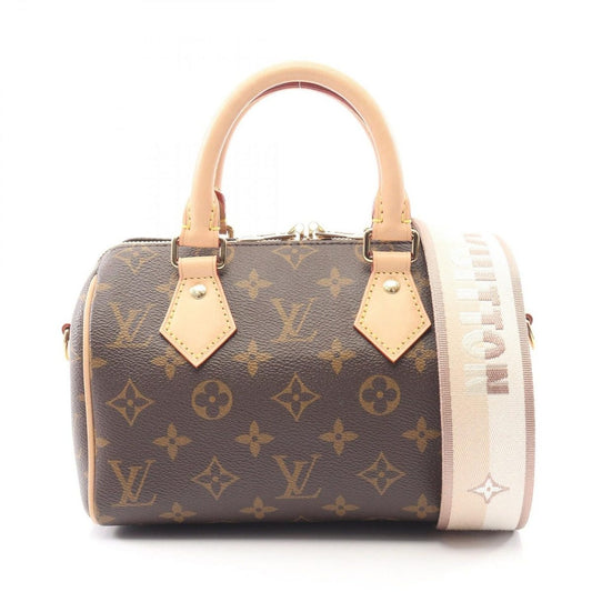 Louis Vuitton Handbag Speedy Bandouliere 20 Beige Canvas Leather
