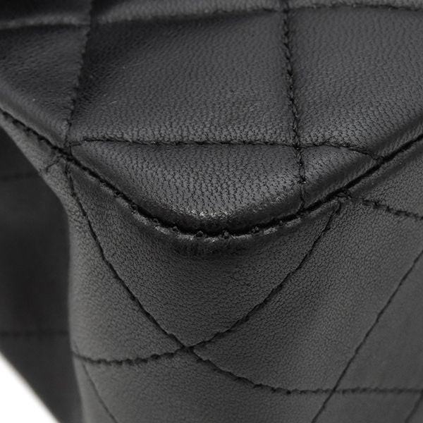 Chanel Shoulder Bag Matelasse 25 Flap Bag Lambskin Black Silver Hardware Black