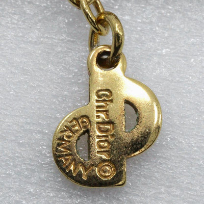 [dior] Christian Dior Logo Heart Gold Plated And Rhinestone Ladies 6.1g Necklace