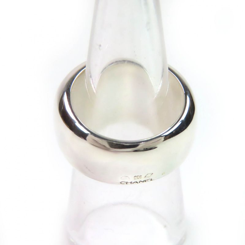 Chanel Sv925 Logo Engraved Wide Ring - Ring Accessory Silver Size Approx 11