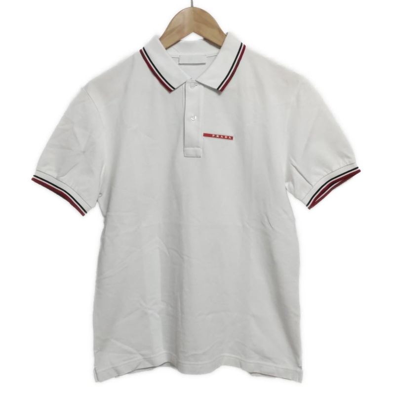 Prada Short Sleeve Polo Shirt Size M Men's - White X Red X Black