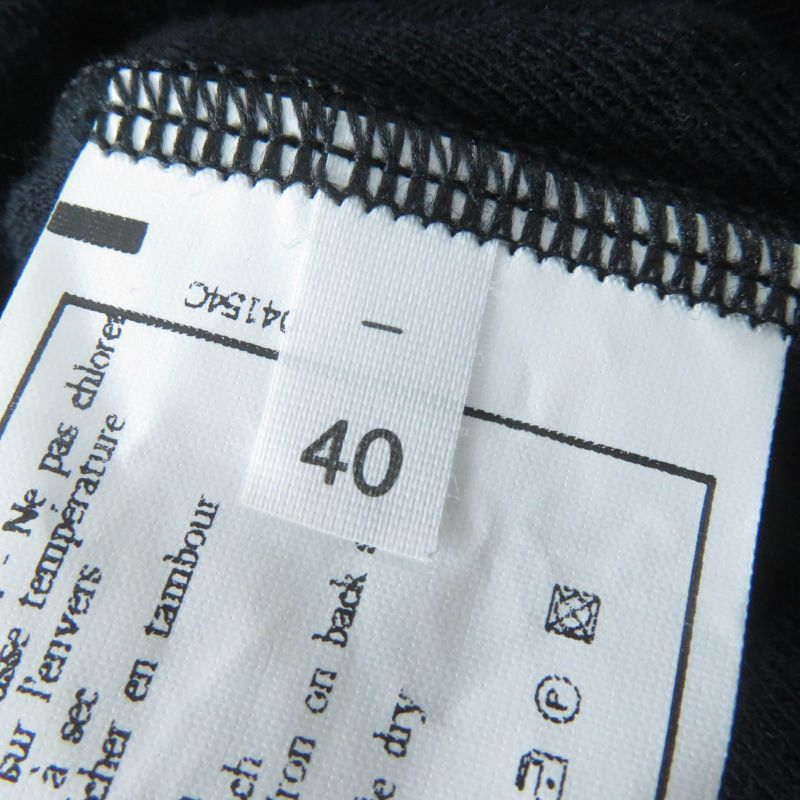 CHANEL Vintage 96P Cotton Coco Mark Design Velour Short Sleeve Top Black 40