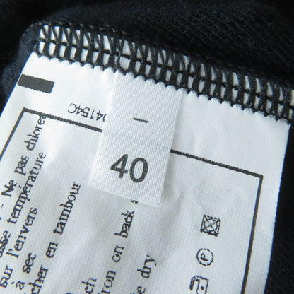 CHANEL Vintage 96P Cotton Coco Mark Design Velour Short Sleeve Top Black 40