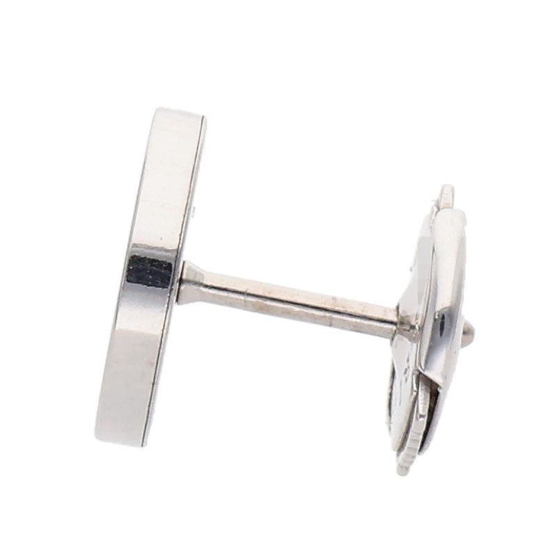 Bulgari Double Logo 18K White Gold Onyx Earrings Men's