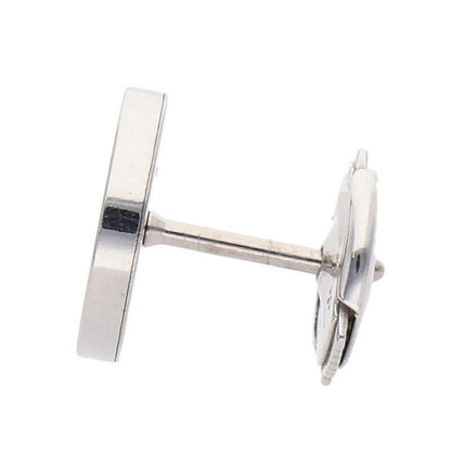 Bulgari Double Logo 18K White Gold Onyx Earrings Men's