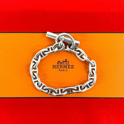 Hermes Chaine D'ancre MM 16 Links Cursive Logo Chain Bracelet