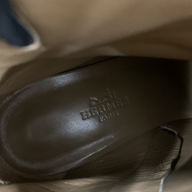 Hermes Saint Germain Boots Short Boots Shoes Suede Black Silver Kelly Hardware