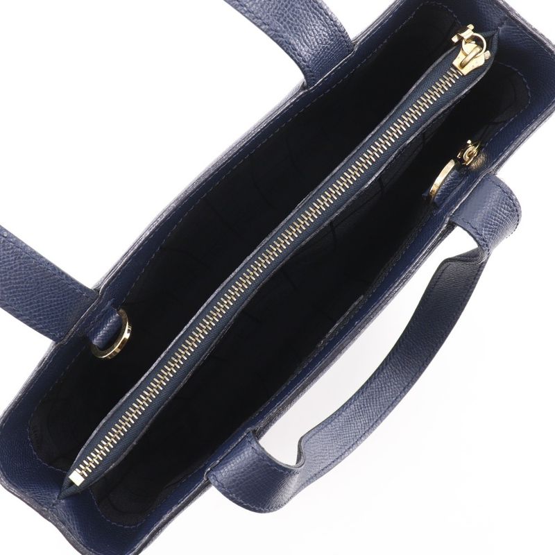 Celine 2WAY Shoulder Vintage Mc1739 Calf Navy Blue Ladies Handbag