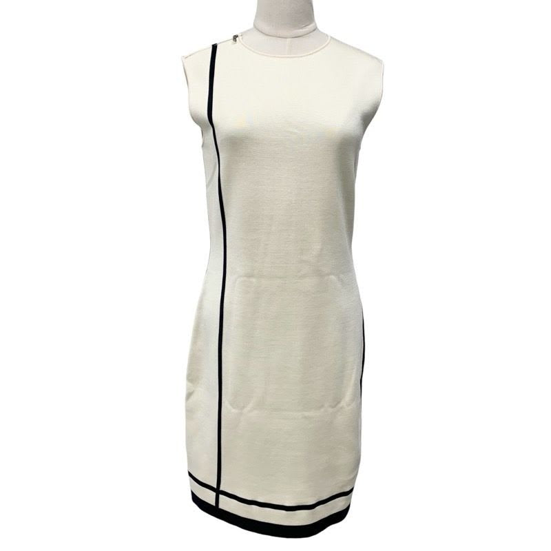 Hermes Dress Silk Cotton Ivory Navy Sleeveless