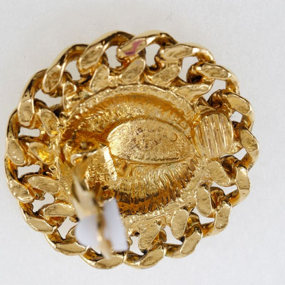 Chanel Coco Mark Matelasse Vintage Gold Plated Ladies 23g Earrings