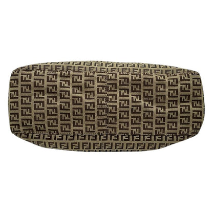 Fendi Tote Bag Canvas Zucca Pattern Leather Brown