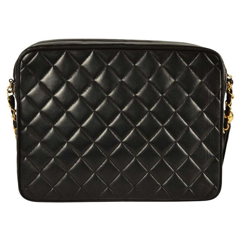 Chanel Matelasse Coco Mark Shoulder Bag Lambskin Black Gold Hardware Fringe