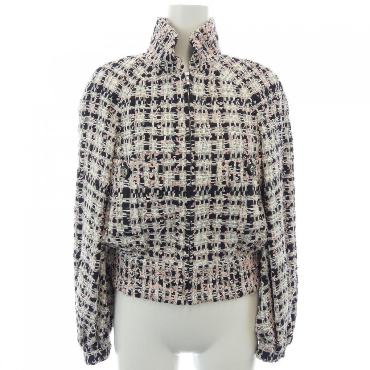 Chanel Jacket Black 34 White Pink