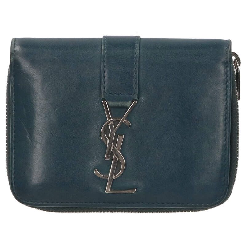 Saint Laurent Paris 532867 Monogram Logo Compact Zip Wallet Purse Women