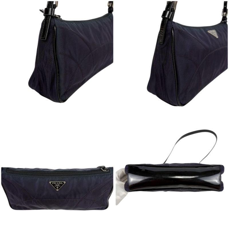 Prada Accessory Pouch Mini Handbag Tessuto Nylon Quilted Purple