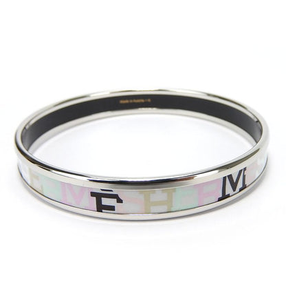 Hermes Bangle Emile PM Enamel Metal Multicolor Light Gray Silver Hardware