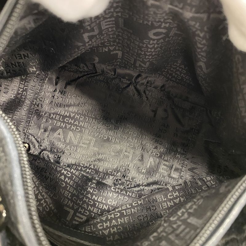 Chanel Shoulder Bag Lambskin Black Silver Hardware Women