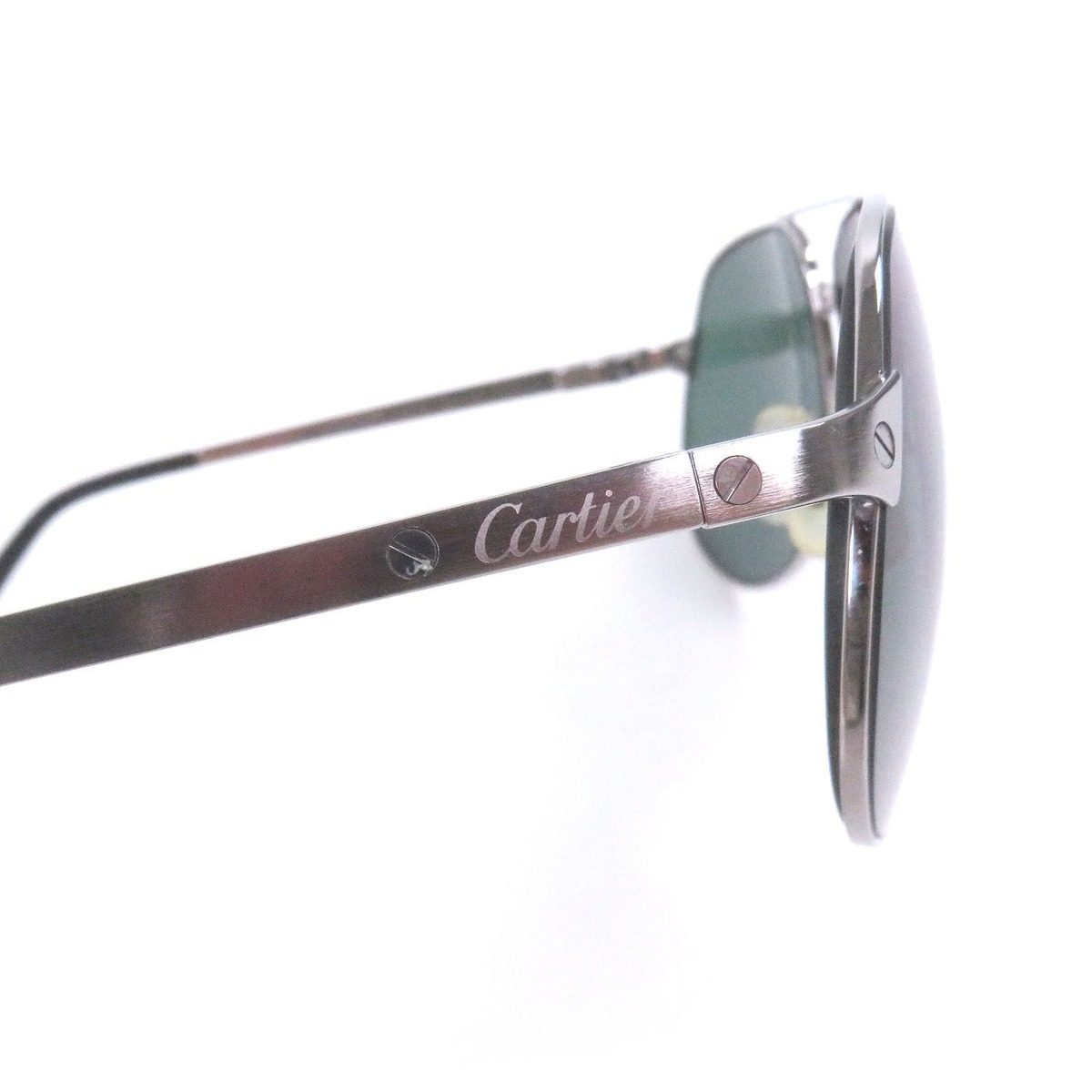Cartier Vintage Santos Dumont Teardrop Sunglasses Silver Green Lenses 59 16 — view 8