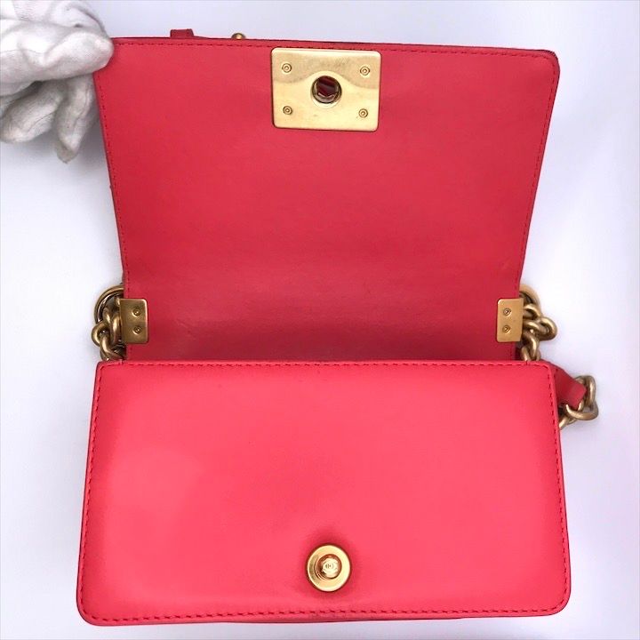 Chanel CC Logo Tweed Lambskin Chain Shoulder Bag Pink Gold