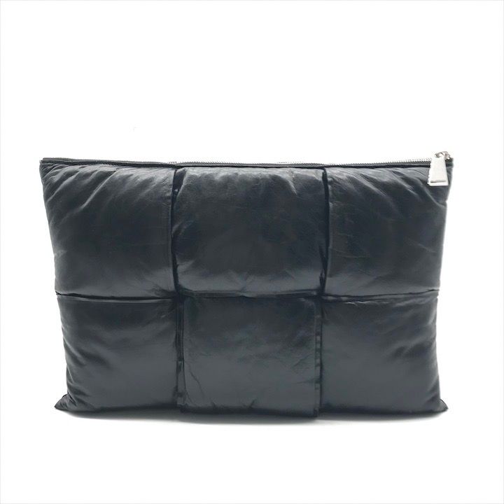 Bottega Veneta Intrecciato Maxi Clutch Second Black Leather