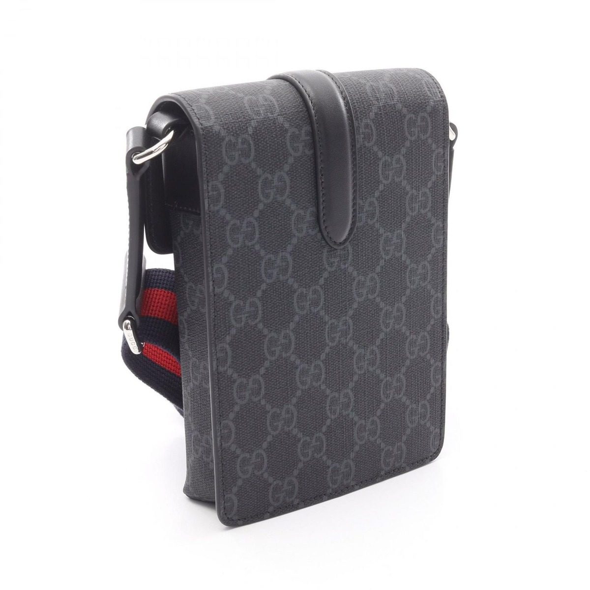 Gucci Shoulder Bag Super Mini GG Supreme Black Leather Pouch — view 2