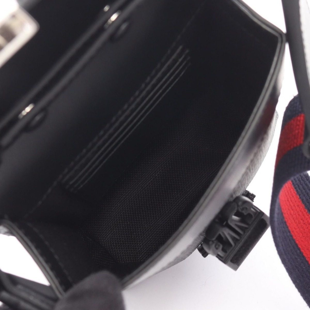 Gucci Shoulder Bag Super Mini GG Supreme Black Leather Pouch — view 3