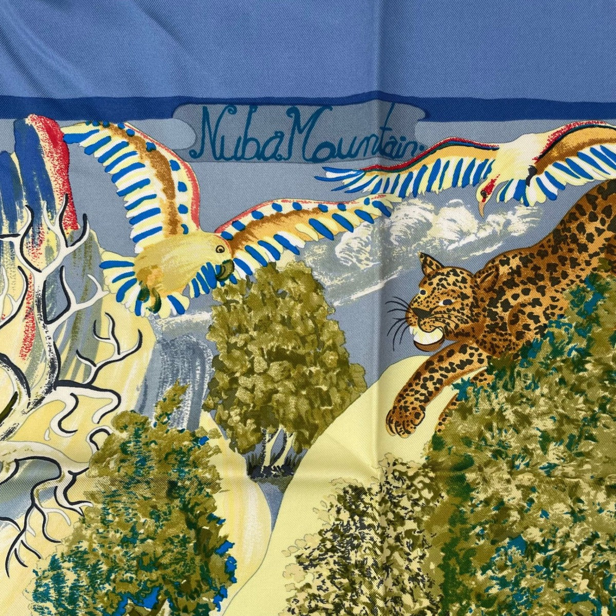 Hermes Carre 90 Scarf 100% Silk Nuba Mountain Blue Box — view 8