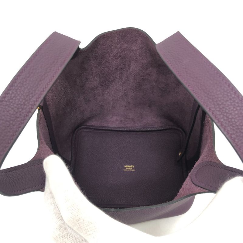 Hermes Handbag Picotin Lock PM Taurillon Clemence Cassis And Gold Hardware
