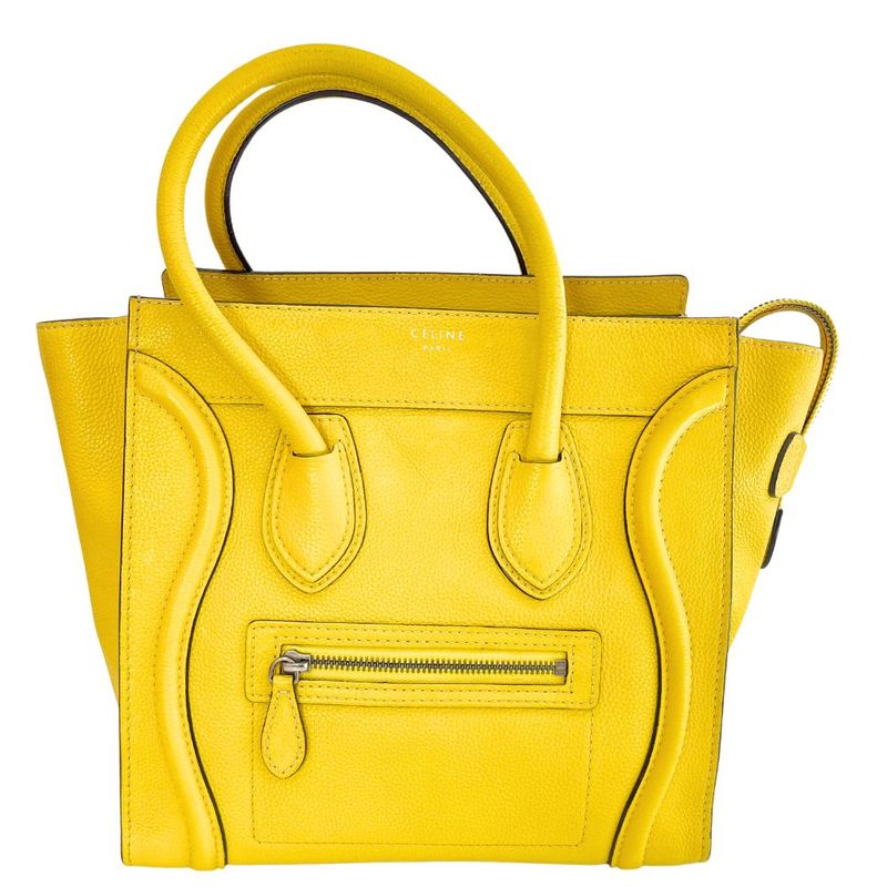 Celine Luggage Micro Shopper 167793 Leather Yellow Ladies Handbag