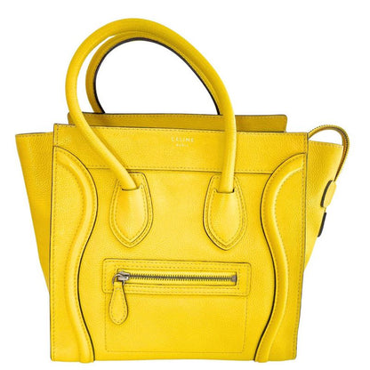 Celine Luggage Micro Shopper 167793 Leather Yellow Ladies Handbag