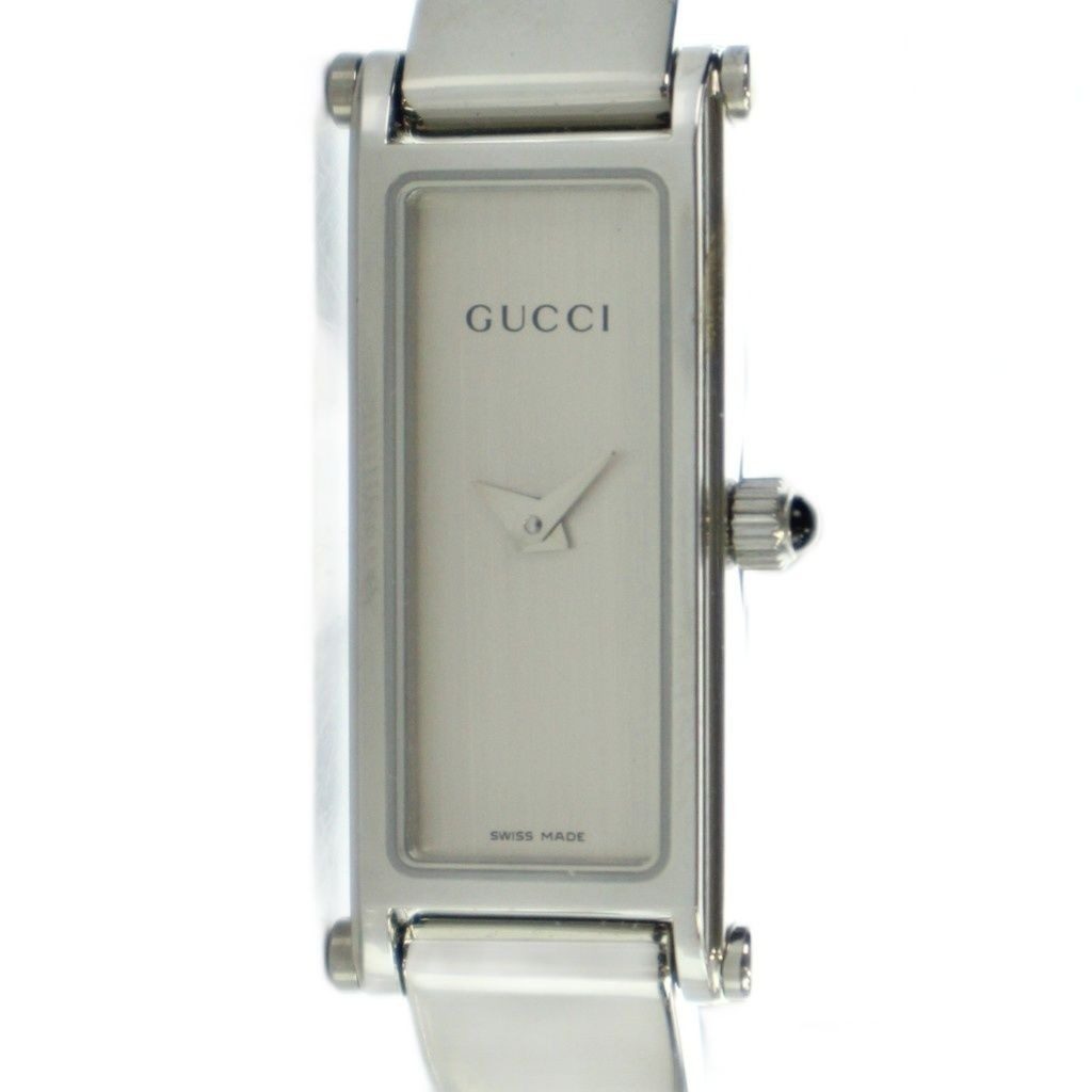 Gucci Watch Bangle Quartz Square Logo Silver