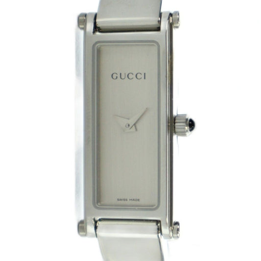 Gucci Watch Bangle Quartz Square Logo Silver