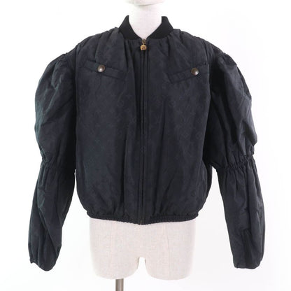Louis Vuitton 22SS Silk Monogram Bishop Sleeve Bomber Jacket Black 36 Hanger