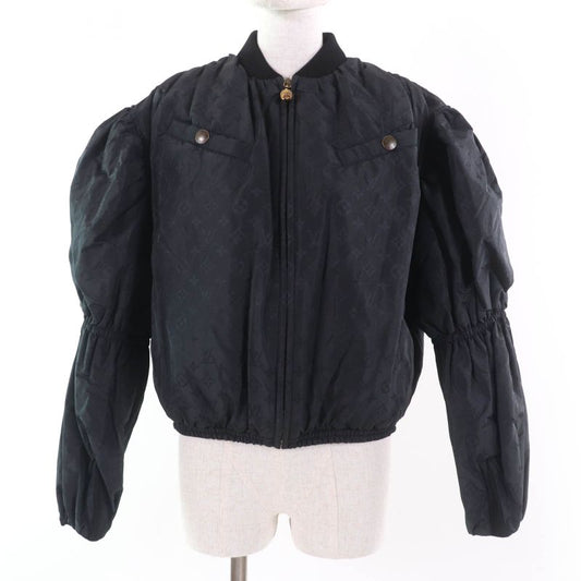 Louis Vuitton 22SS Silk Monogram Bishop Sleeve Bomber Jacket Black 36 Hanger