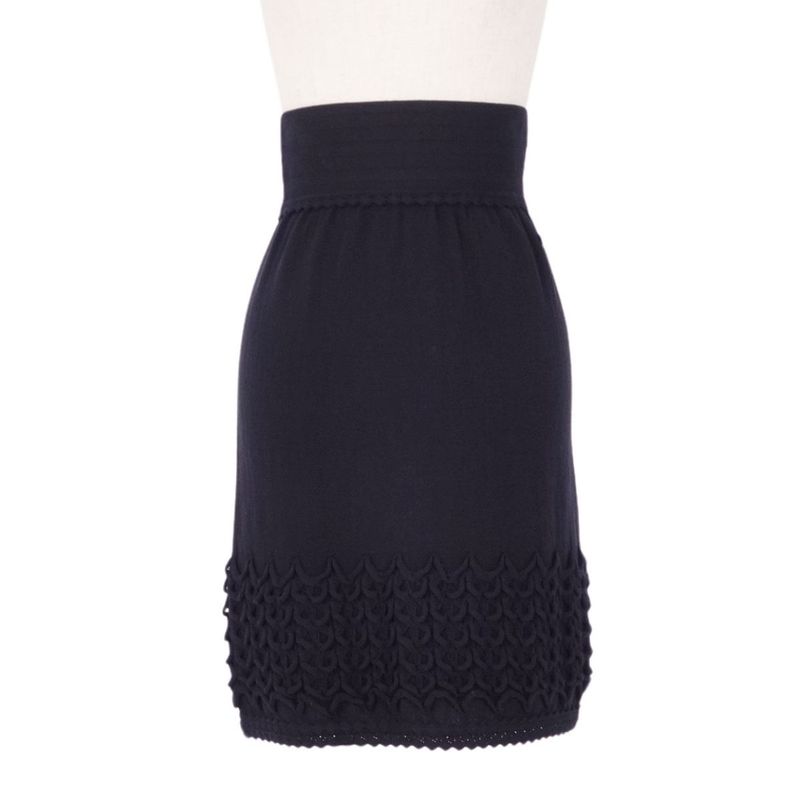Chanel Knit Skirt Trapezoid Skirt Knee Length Coco Mark