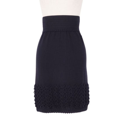 Chanel Knit Skirt Trapezoid Skirt Knee Length Coco Mark