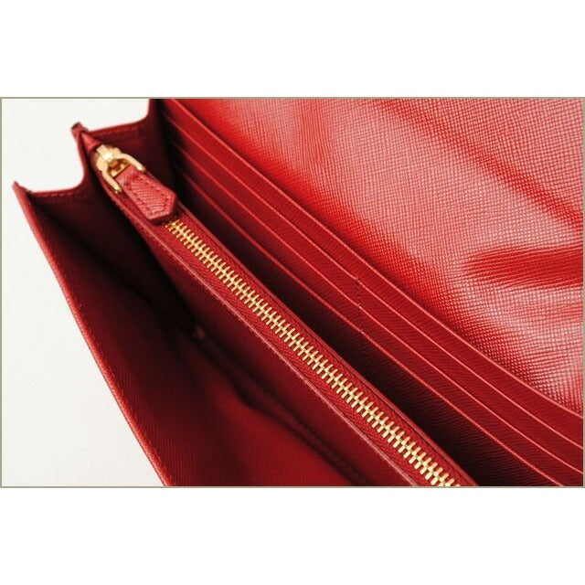 Prada Long Wallet Compact Clutch Saffiano Metal 1 M1311 Rouge Red — view 5