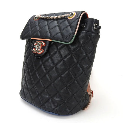 Chanel Backpack Quilted Lambskin Leather 23 rd Black Multicolor