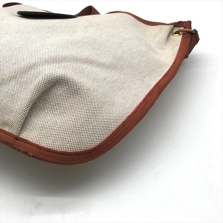 Hermes Canvas Saco Rodeo Toile Ash Shoulder Bag Brown