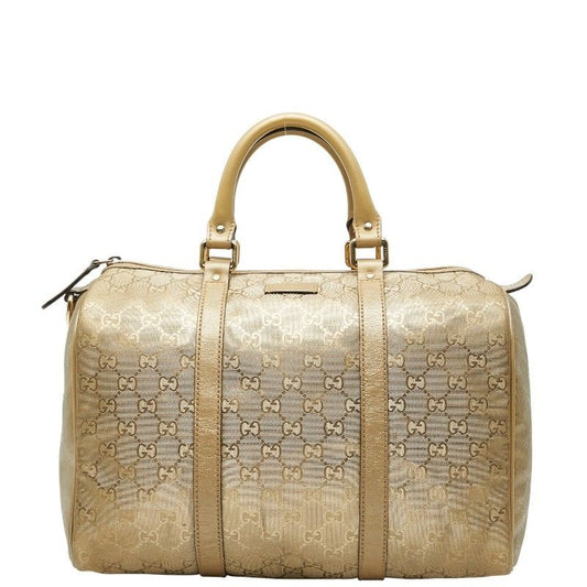Gucci GG Crystal Mini Boston Handbag Gold Leather