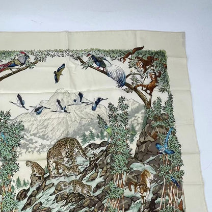 Hermes Carre 90 Sichuan Silk Scarf White